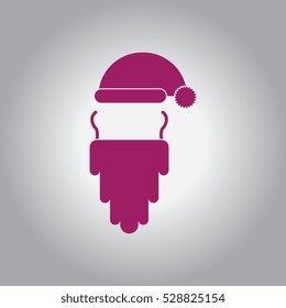 Vector illustration in paper sticker style Accessories Santa Claus hat and beard