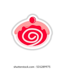 Vector illustration in paper sticker style donut