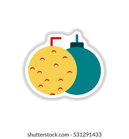 Vector illustration in paper sticker style Christmas balls