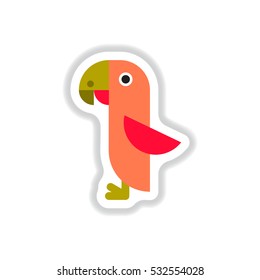 Vector illustration in paper sticker style parrot