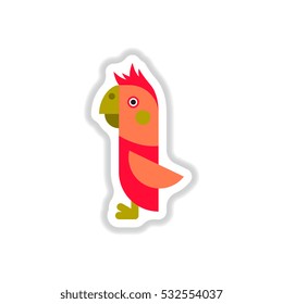 Vector illustration in paper sticker style parrot Cockatoo