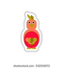 Vector illustration in paper sticker style parrot Cockatoo