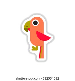 Vector illustration in paper sticker style baby parrot