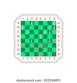 Vector illustration in paper sticker style The various chess position