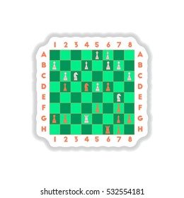 Vector illustration in paper sticker style The various chess position