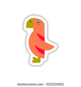 Vector illustration in paper sticker style parrot