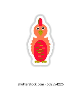Vector illustration in paper sticker style parrot Cockatoo