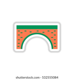 Vector illustration in paper sticker style Brick bridge