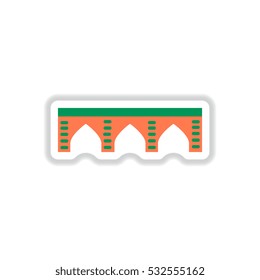 Vector illustration in paper sticker style Stone arch bridge