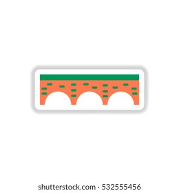 Vector illustration in paper sticker style Stone arch bridge