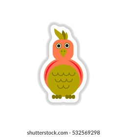 Vector illustration in paper sticker style parrot Cockatoo