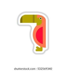 Vector illustration in paper sticker style Kakadu bird