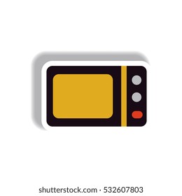 Vector illustration in paper sticker style microwave