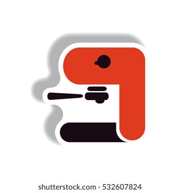 Vector illustration in paper sticker style coffee machine