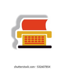 Vector illustration in paper sticker style typewriter