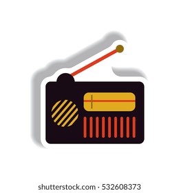 Vector illustration in paper sticker style retro radio