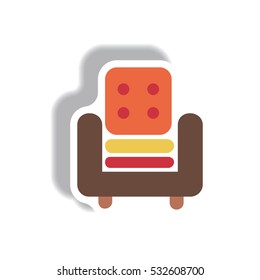 Vector illustration in paper sticker style armchair