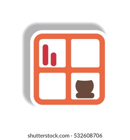 Vector illustration in paper sticker style bookshelf