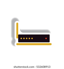 Vector illustration in paper sticker style wifi router