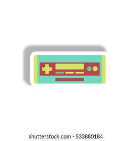 Vector illustration in paper sticker style car radio