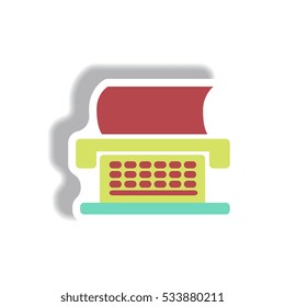 Vector illustration in paper sticker style typewriter