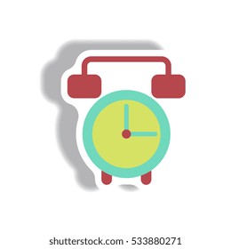 Vector illustration in paper sticker style clock