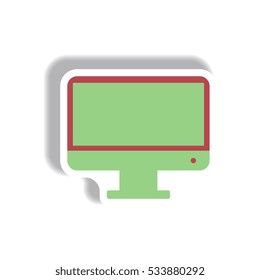 Vector illustration in paper sticker style tv monitor