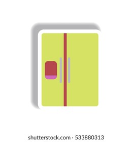 Vector illustration in paper sticker style fridge