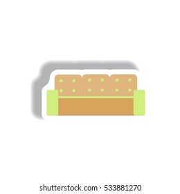 Vector illustration in paper sticker style sofa