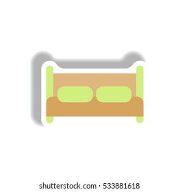 Vector illustration in paper sticker style bed
