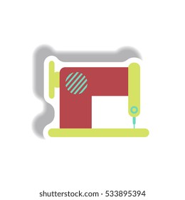 Vector illustration in paper sticker style retro sewing machine