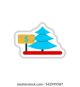 Vector illustration in paper sticker style christmas tree for sale