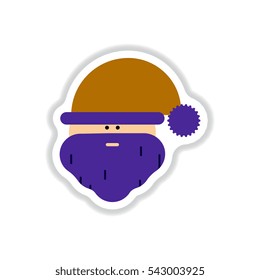 Vector illustration in paper sticker style Santa Claus face
