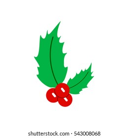 Vector illustration in paper sticker style christmas rowanberry