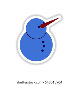 Vector illustration in paper sticker style Snowman