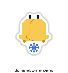 Vector illustration in paper sticker style Christmas decoration rings and snowflake