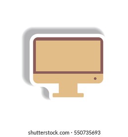 Vector illustration in paper sticker style tv monitor