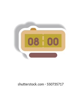 Vector illustration in paper sticker style digital clock