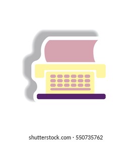 Vector illustration in paper sticker style typewriter