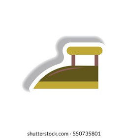 Vector illustration in paper sticker style retro iron