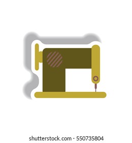 Vector illustration in paper sticker style retro sewing machine