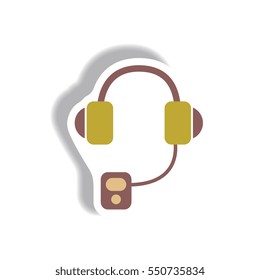 Vector illustration in paper sticker style headphones