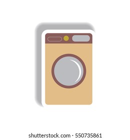 Vector illustration in paper sticker style washing machine