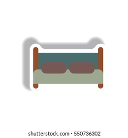 Vector illustration in paper sticker style bed