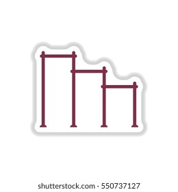 Vector illustration in paper sticker style sports horizontal bars for street workout playground