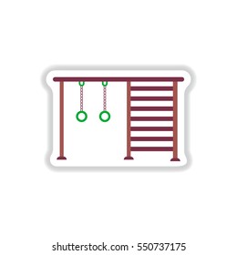 Vector illustration in paper sticker style park playground equipment rings