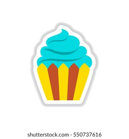 Vector illustration in paper sticker style Cupcake