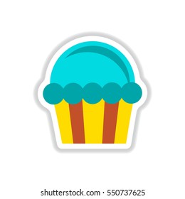 Vector illustration in paper sticker style Cupcake