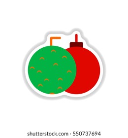 Vector illustration in paper sticker style Christmas balls