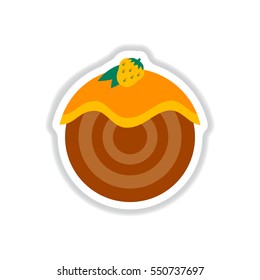 Vector illustration in paper sticker style strawberry donut